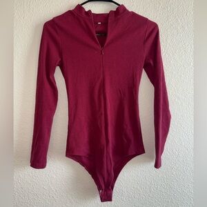 Women Burgundy One Piece body suit